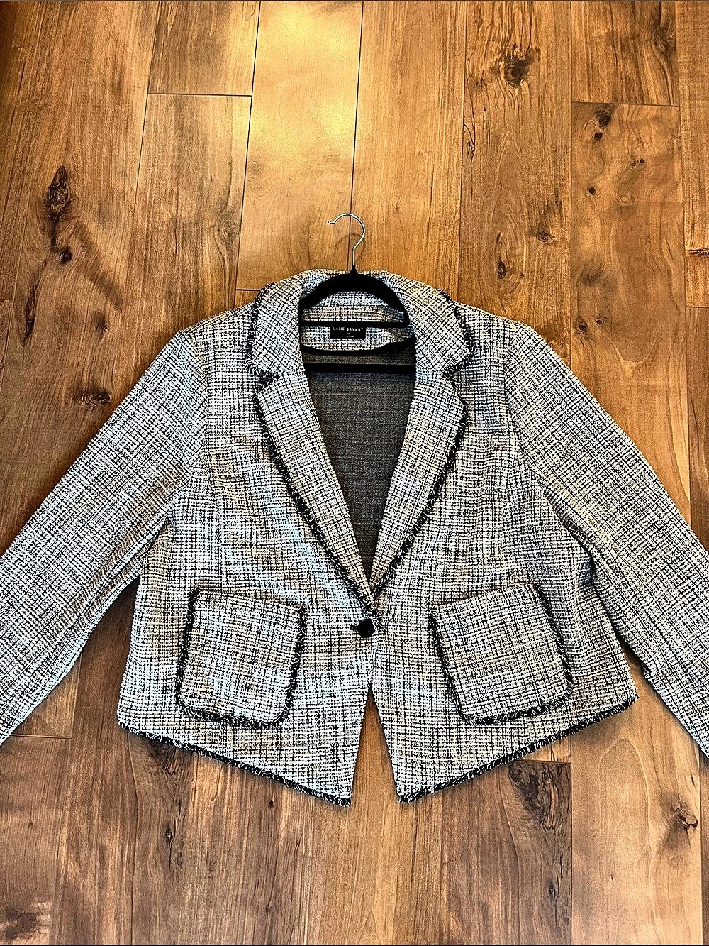Lane Bryant Women's Checkered Blazer in Gray & Black Size 18 Like New